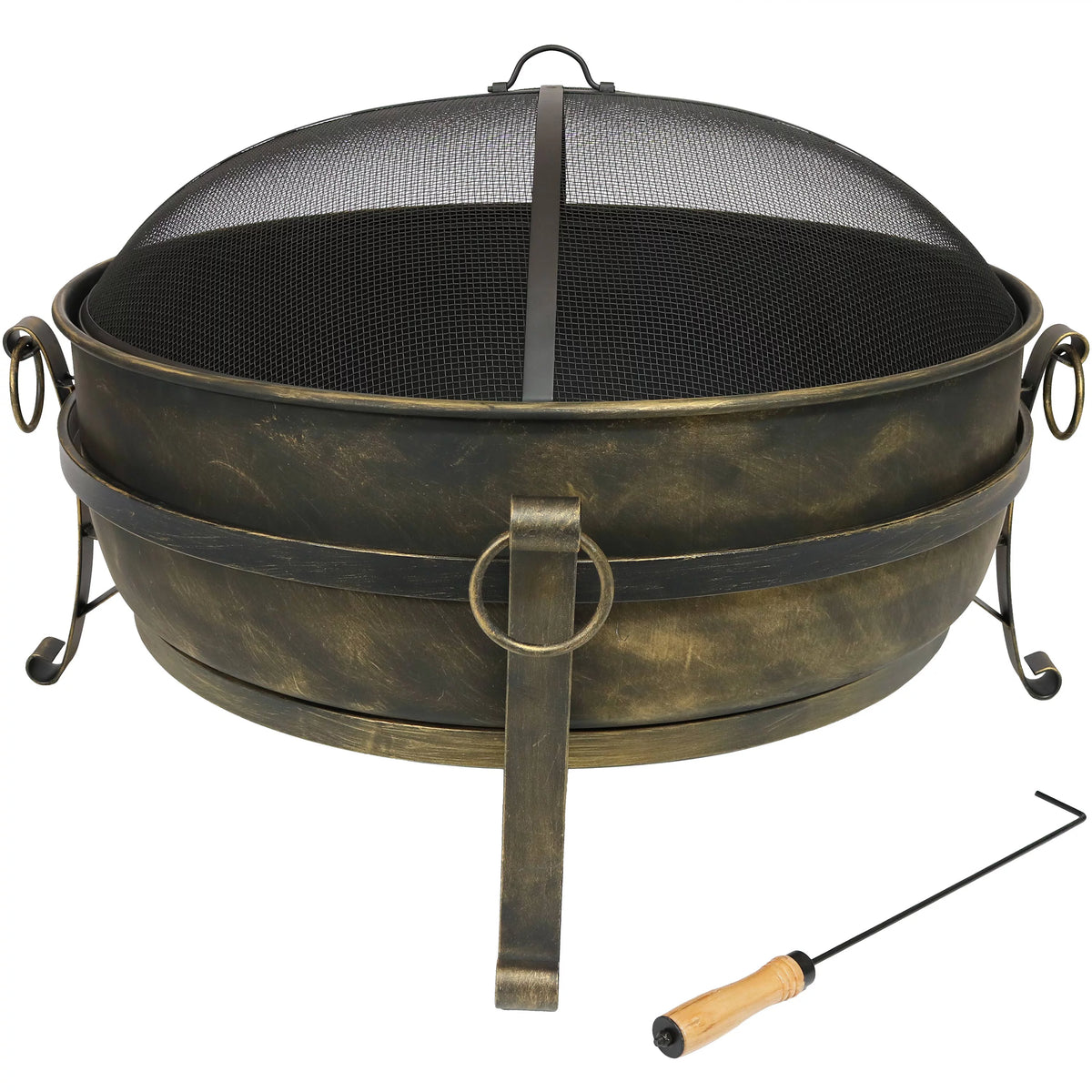 Outdoor Cauldron Fire Pit with Spark Screen Y544