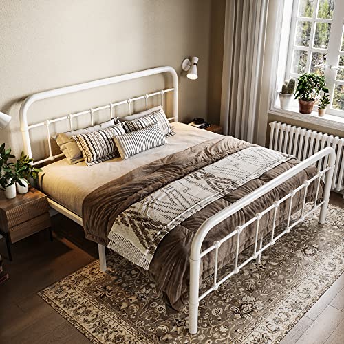 Full Size Black Metal Platform Bed Frame with Headboard and Footboard E702090