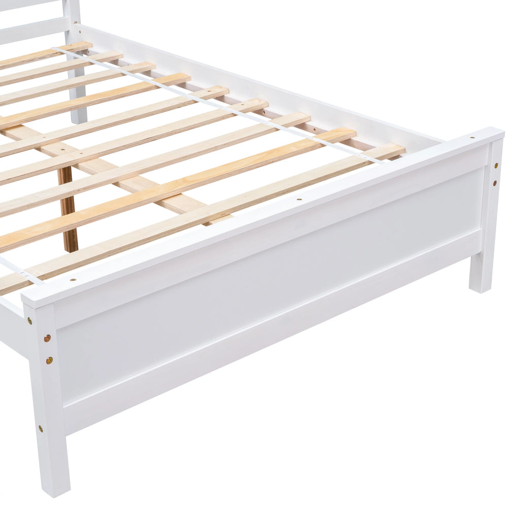 Twin Full Size Pine Wood Platform Bed with Headboard Nightstand and Footboard I7367