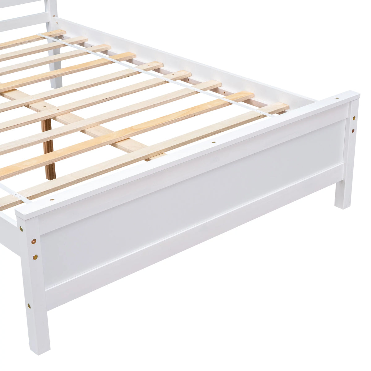 Twin Full Size Pine Wood Platform Bed with Headboard Nightstand and Footboard I7367