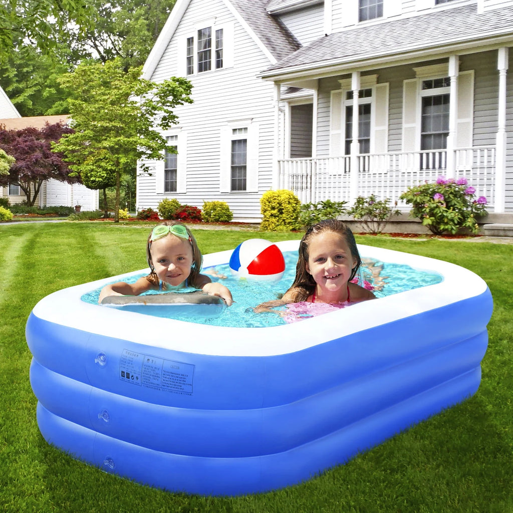 Inflatable Kiddie Pool 71 x 51 x 24 Rectangle Swimming Pool L957957