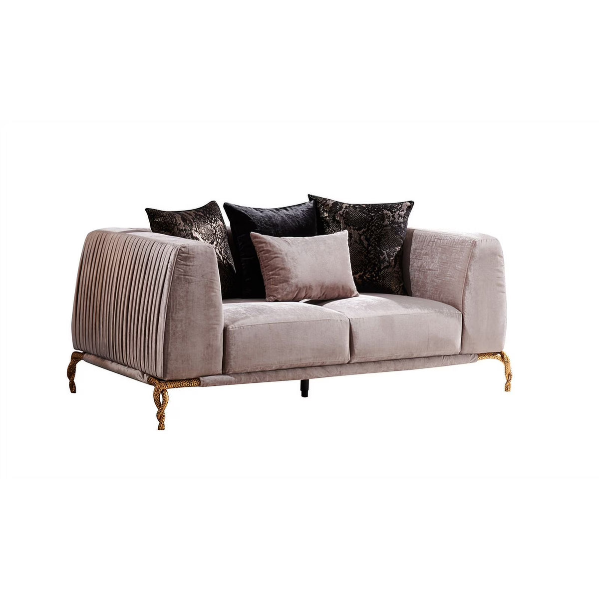 Ivory Velvet 2PC Living Room Set with Wood Z78256