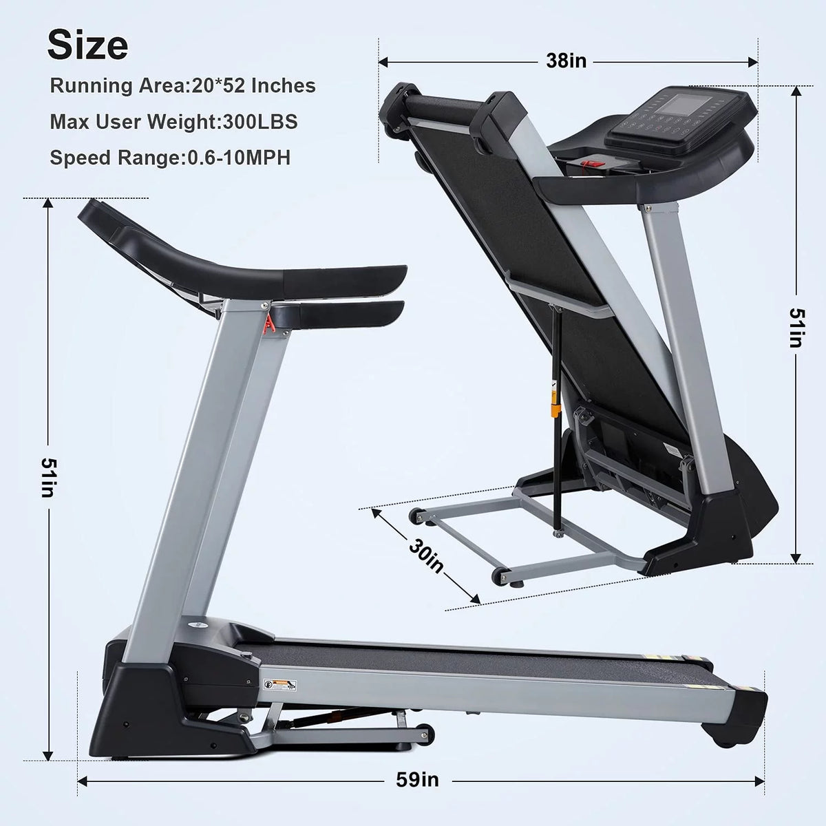 3HP Folding Treadmill with Auto Incline E27326