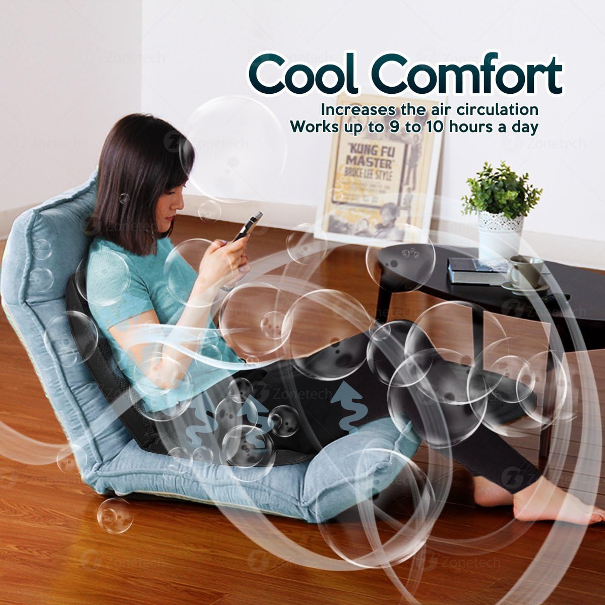 Black 12V Adjustable Cooling Car Seat Cushion X4443