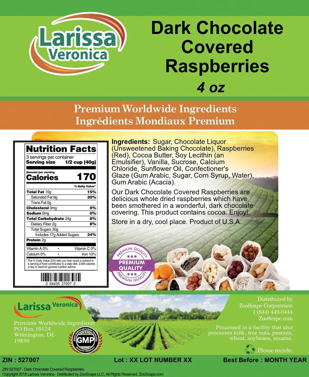 Dark Chocolate Covered Raspberries 4 oz 2-Pack T9118
