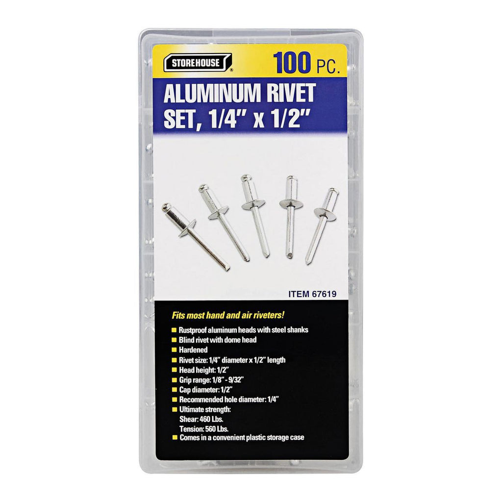 1/4 in. Aluminum Blind Rivet Set, 100 Piece U35311