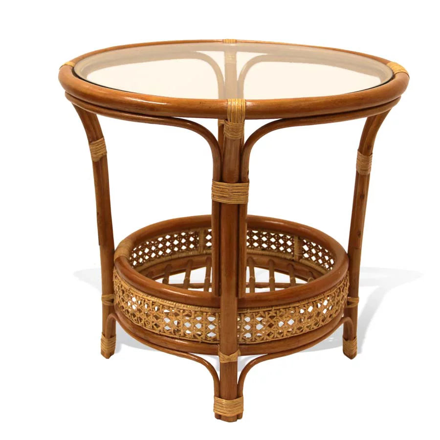 Handmade Natural Rattan Set of 2 Rocking Lounge Chairs and Round Coffee Table F2308