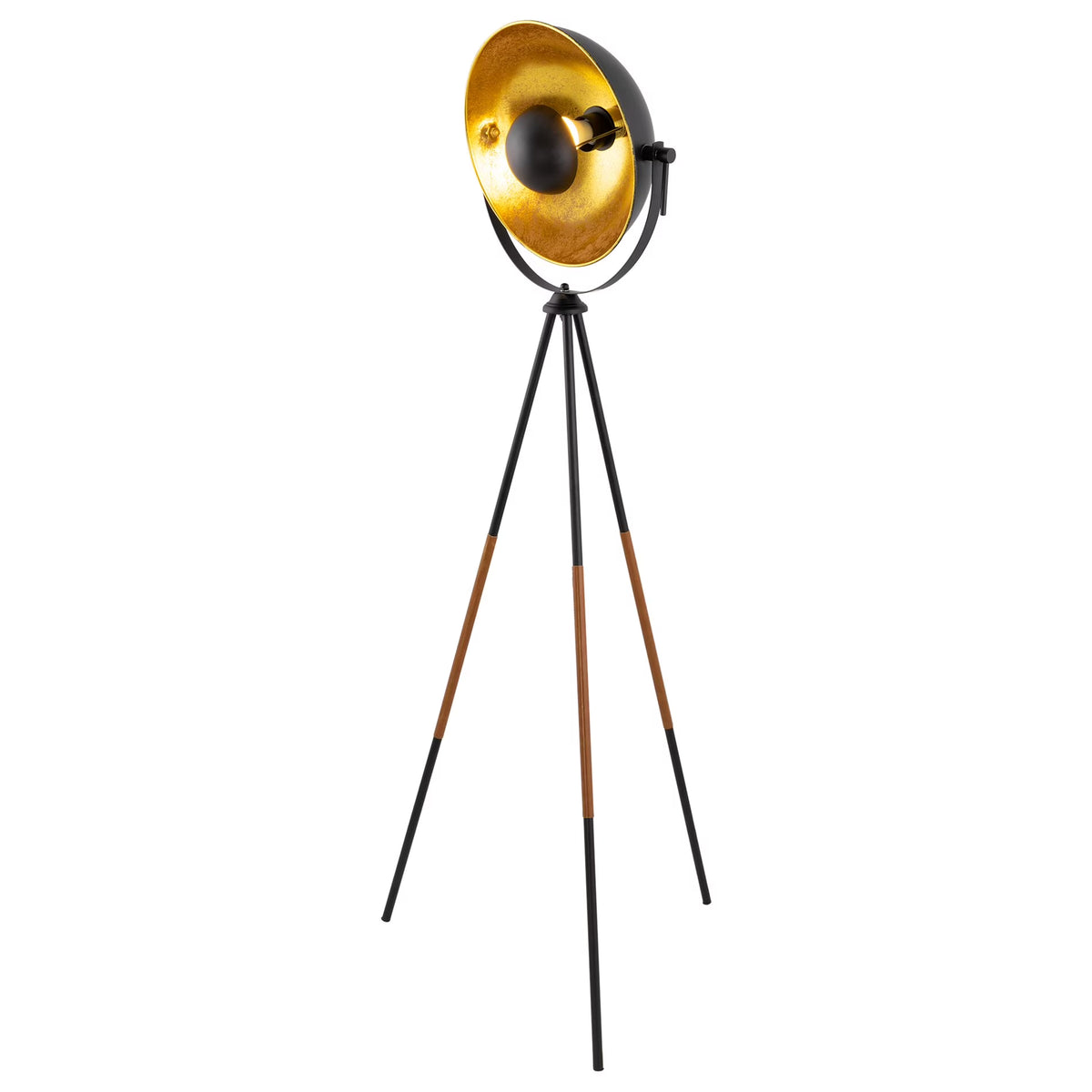Black Tripod LED Floor Lamp with Leather Accent Legs H464725