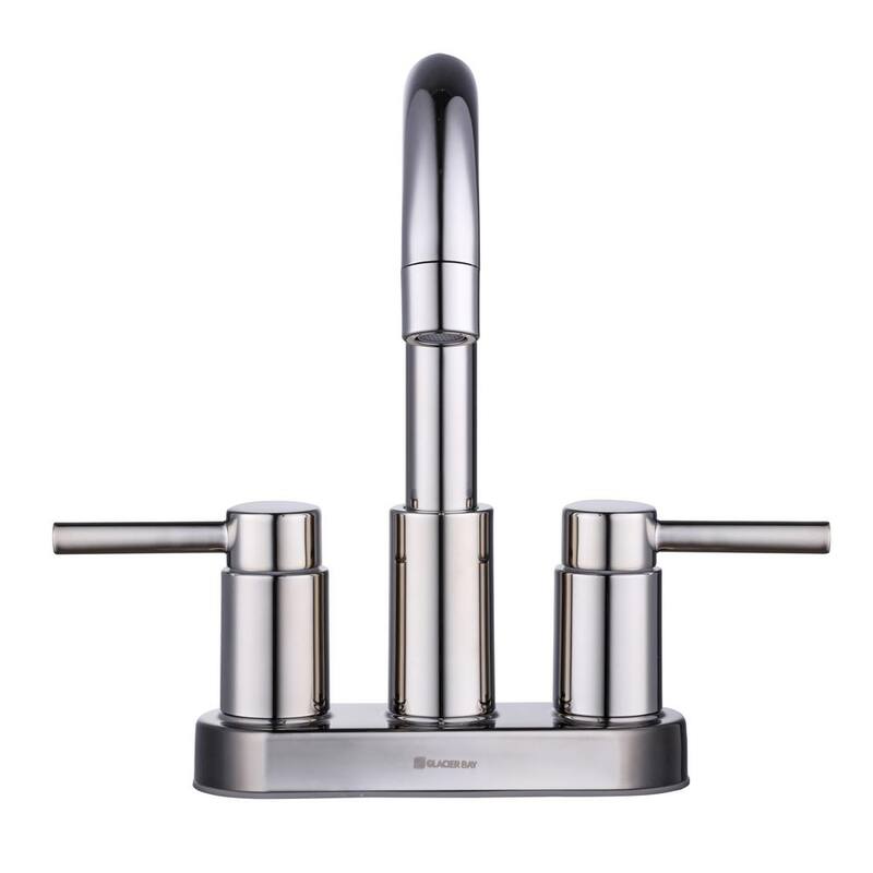 4 in. Centerset Double Handle High-Arc Bathroom Faucet in Polished Nickel E2116