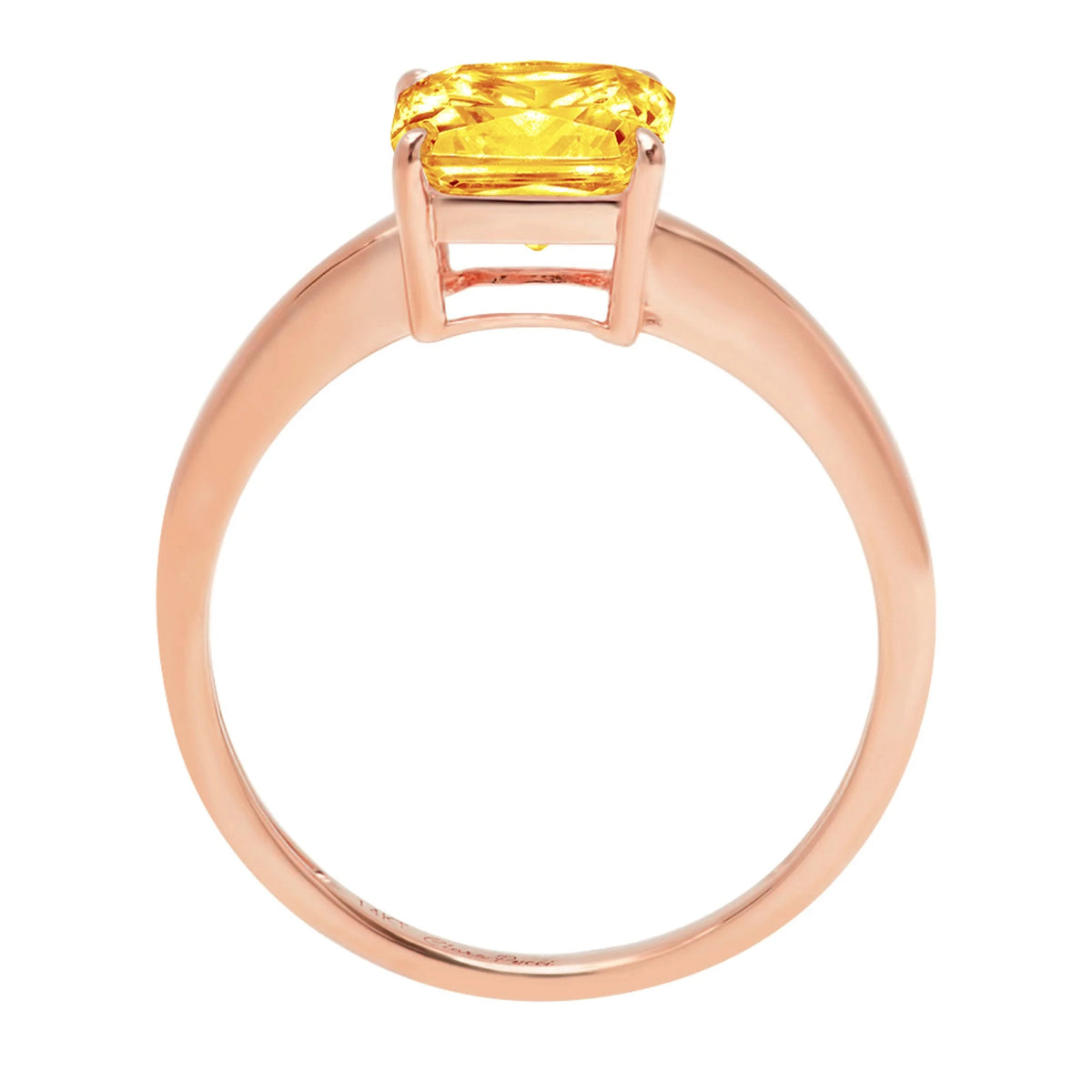 1.5ct Asscher Cut Yellow Citrine 18k Rose Gold Solitaire Ring K143