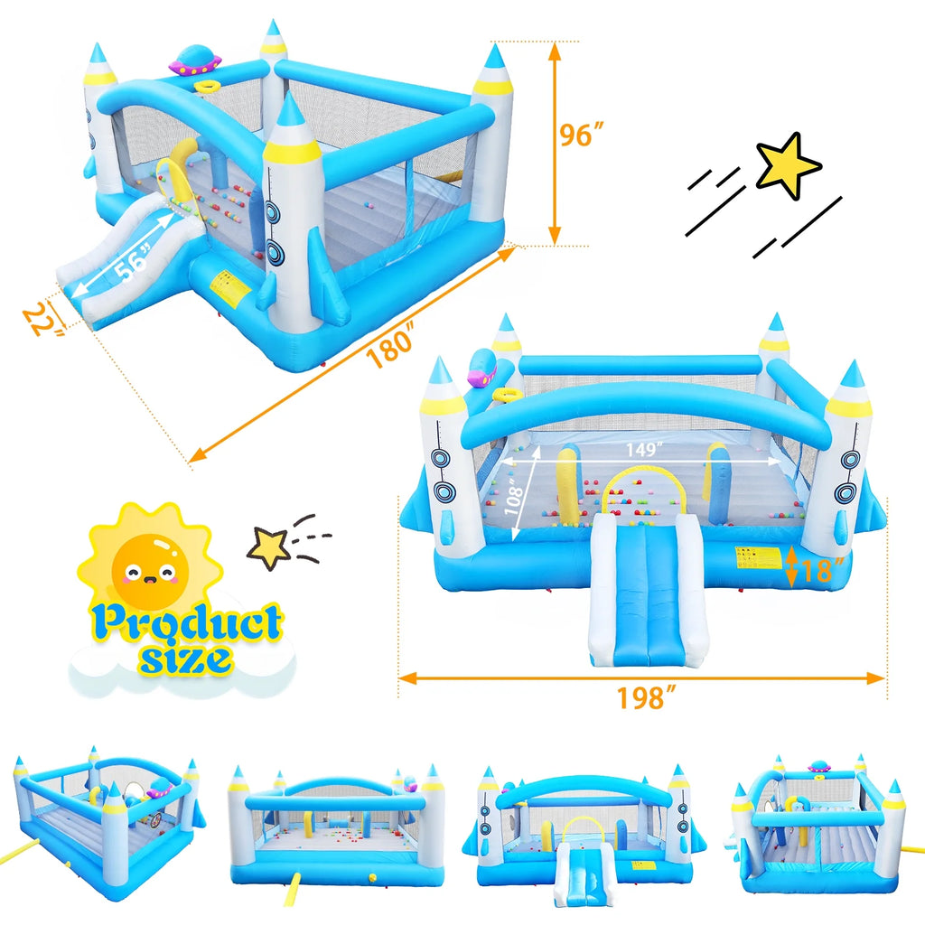 Inflatable Bouncer with Blower, 198" x 180" Play Area, 96" Tall N908003