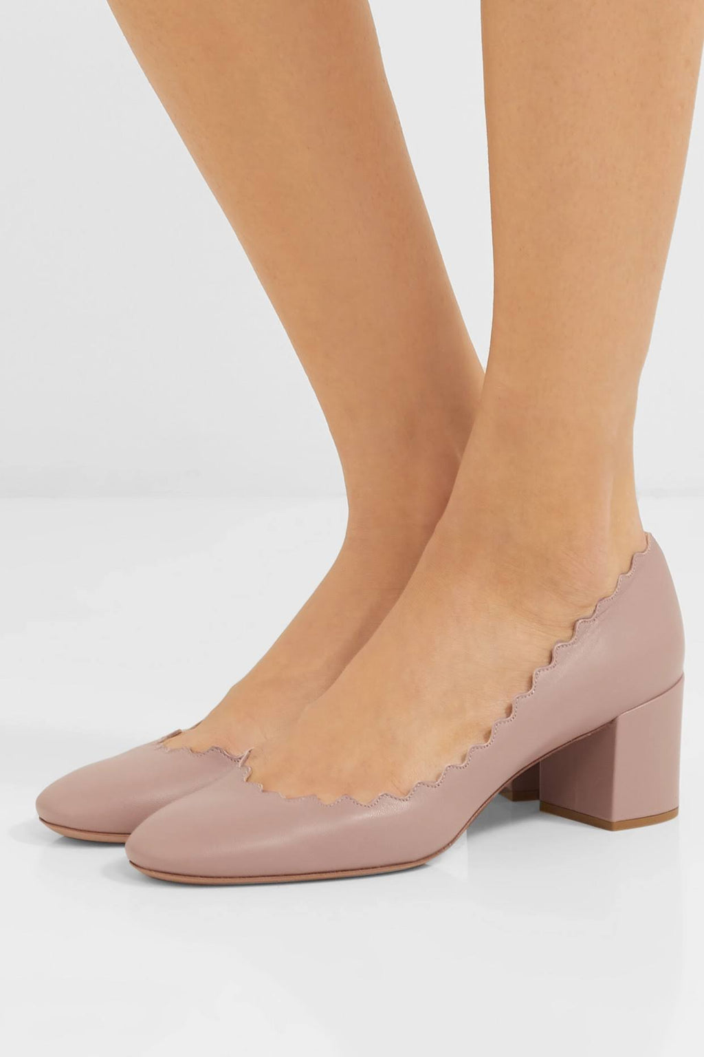 Scalloped Leather Pump 10 C7611