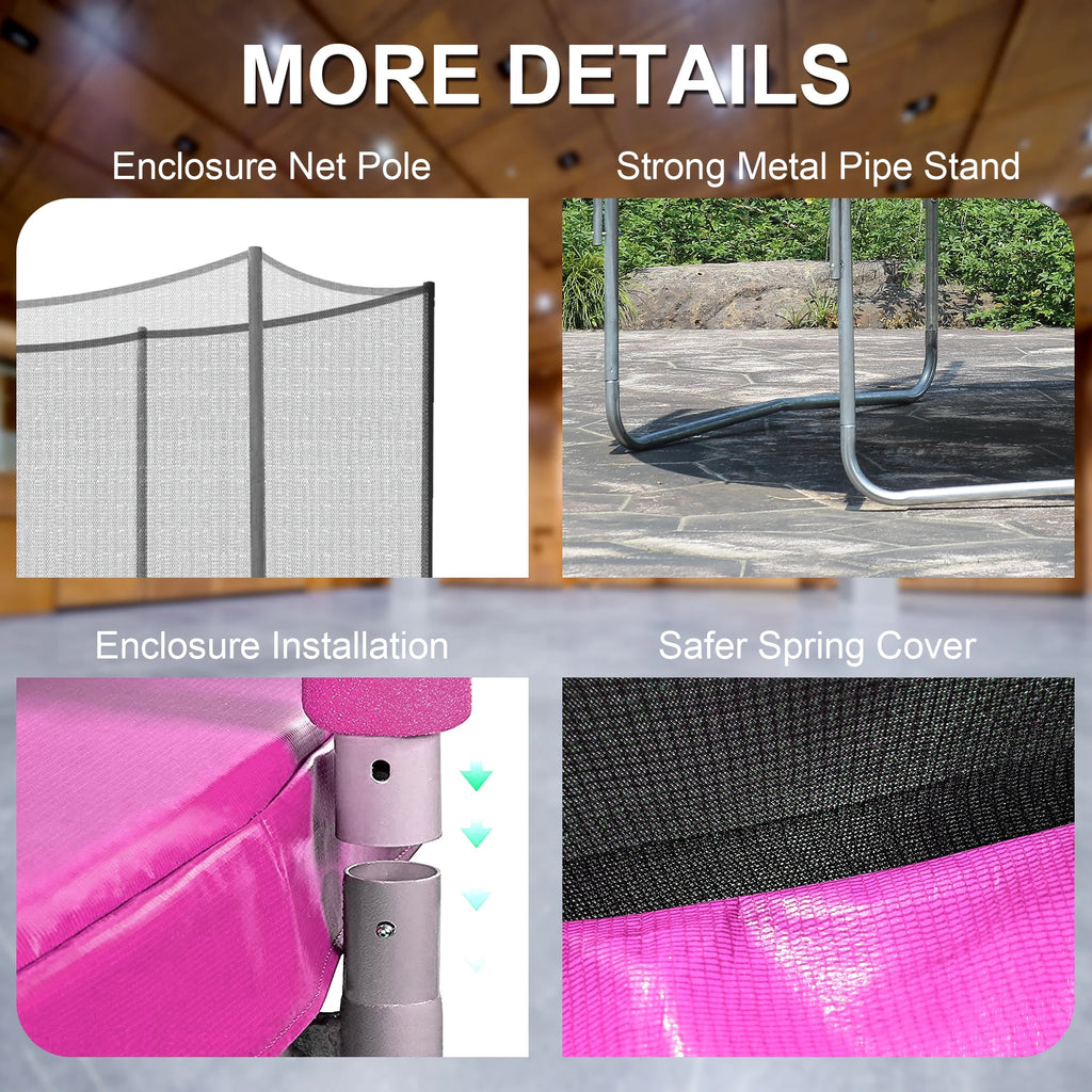 14 ft Rectangle Trampoline with Enclosure Net and PVC Spring Cover Padding A121