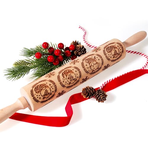 17" Wooden Rolling Pin with Cleaning Brush D57890