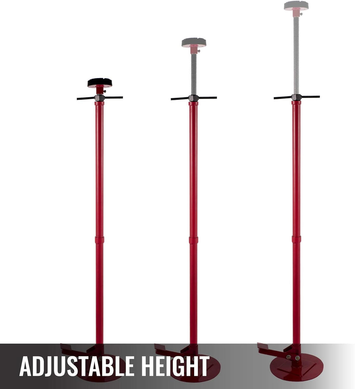 Underhoist Stand 3/4 Ton Capacity Pole Jack Heavy Duty Jack Stand Car Support Jack Lifting from 1.5 m to 2.0 m, Round Base, with Pedal, Red Pack of 2 R670