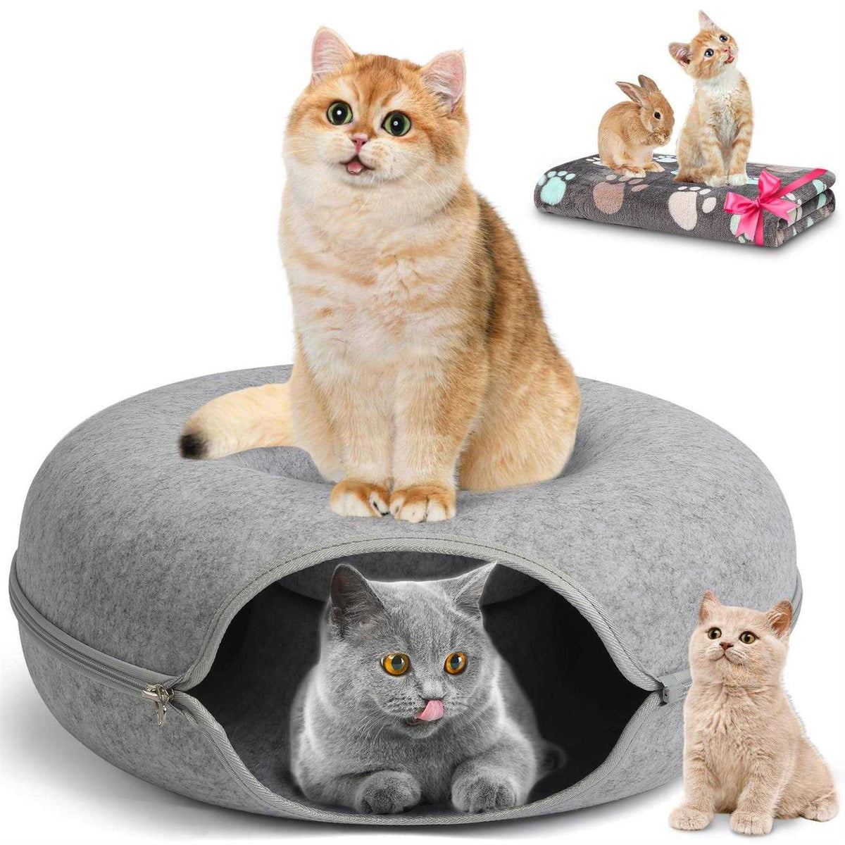 Cat Tunnel Bed with Pet Blanket J47985