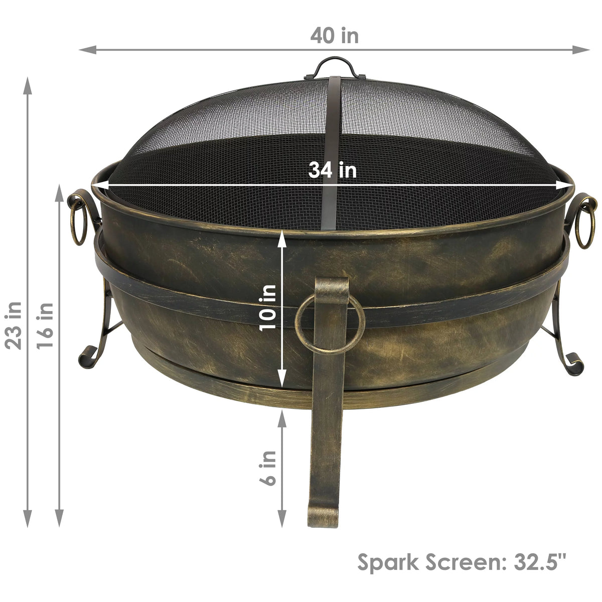 Outdoor Cauldron Fire Pit with Spark Screen Y544