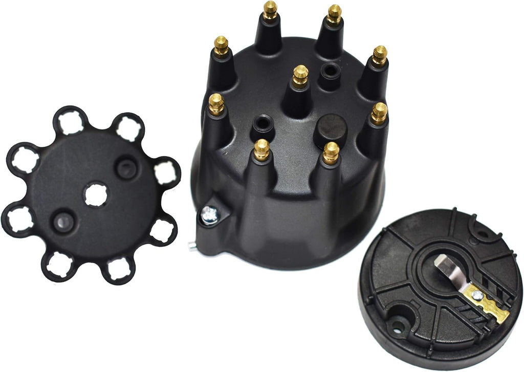 Black 8-Cylinder Distributor Cap and Rotor Kit X863192