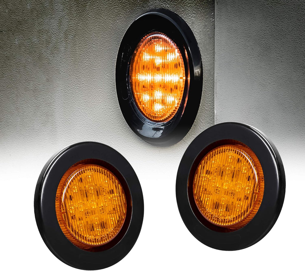 8pc 2.5" Amber Round Trailer LED Clearance Marker Lights Waterproof IP67 M5917