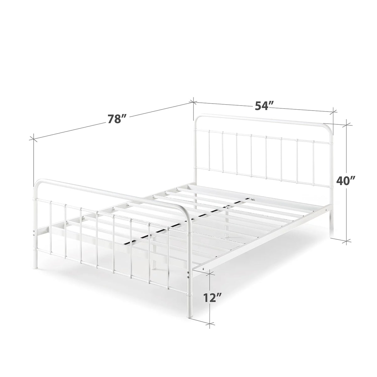 White Full Metal Platform Bed Frame U972151