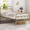 Twin XL Antique Gold Metal Platform Bed M8974