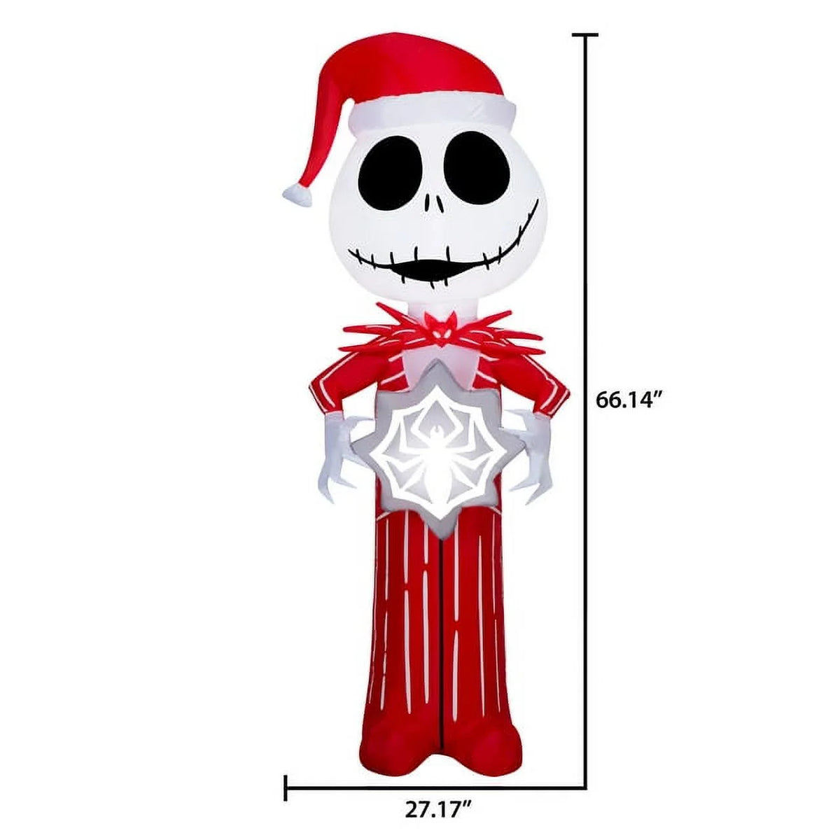 5.5 Foot Stylized Jack Skellington Inflatable with Spider Snowflake and Sally Holding Wreath D2238