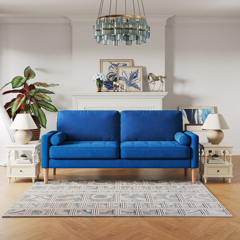 Blue L Shaped Sofa Couch 2 Seater Loveseat C430717
