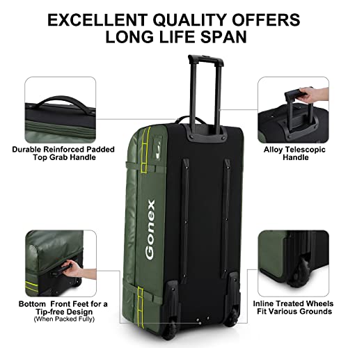100L Water Repellent Rolling Duffle Bag with Wheels C7259