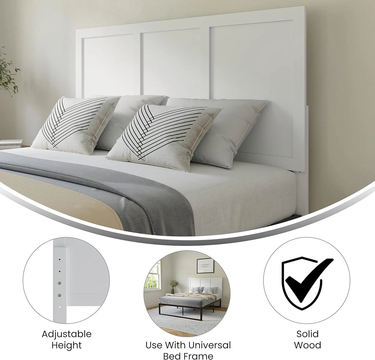 White Wooden Adjustable Headboard Z8025