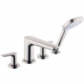 Brushed Nickel 4-Hole Roman Tub Set Trim with Handshower X1594