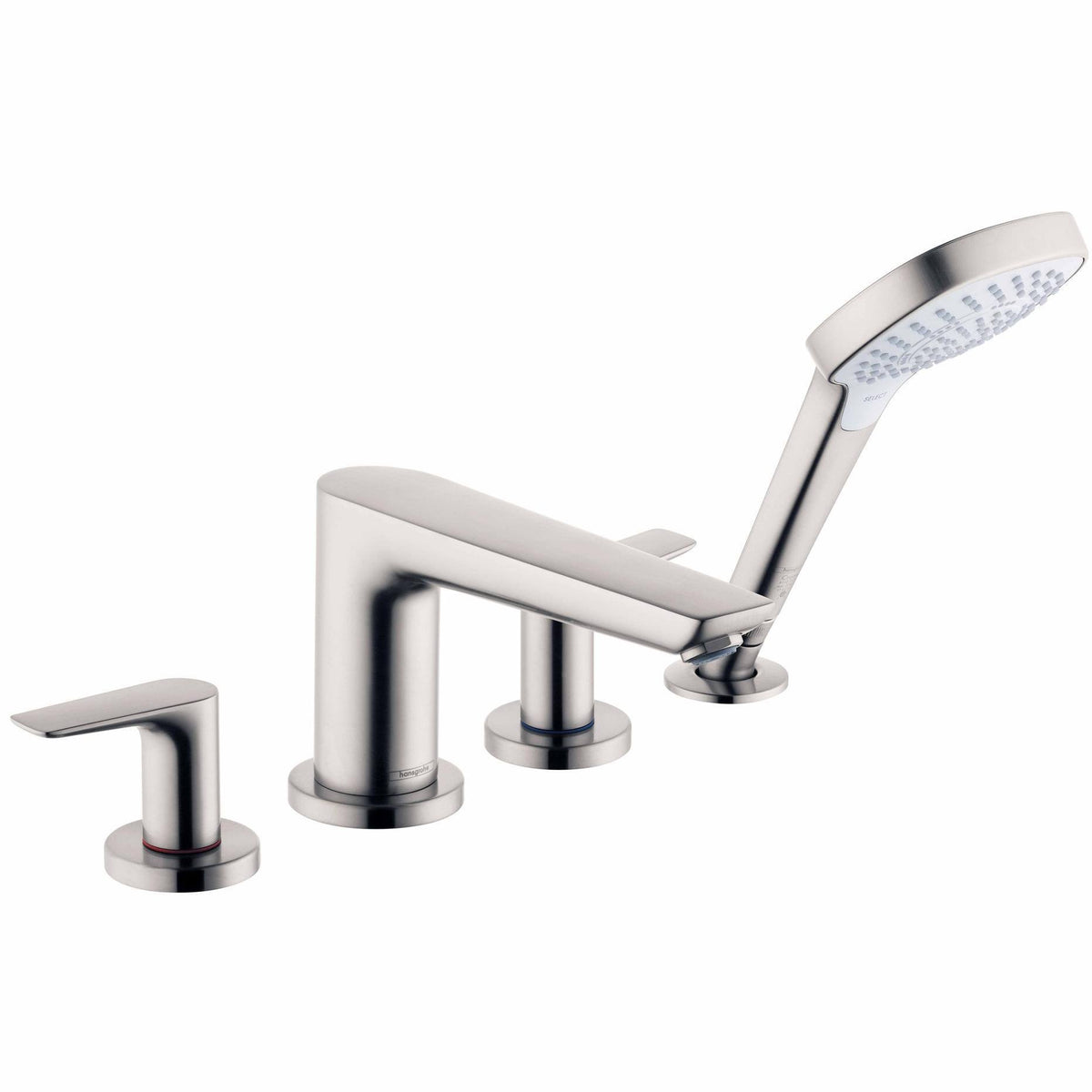 Brushed Nickel 4-Hole Roman Tub Set Trim with Handshower X1594