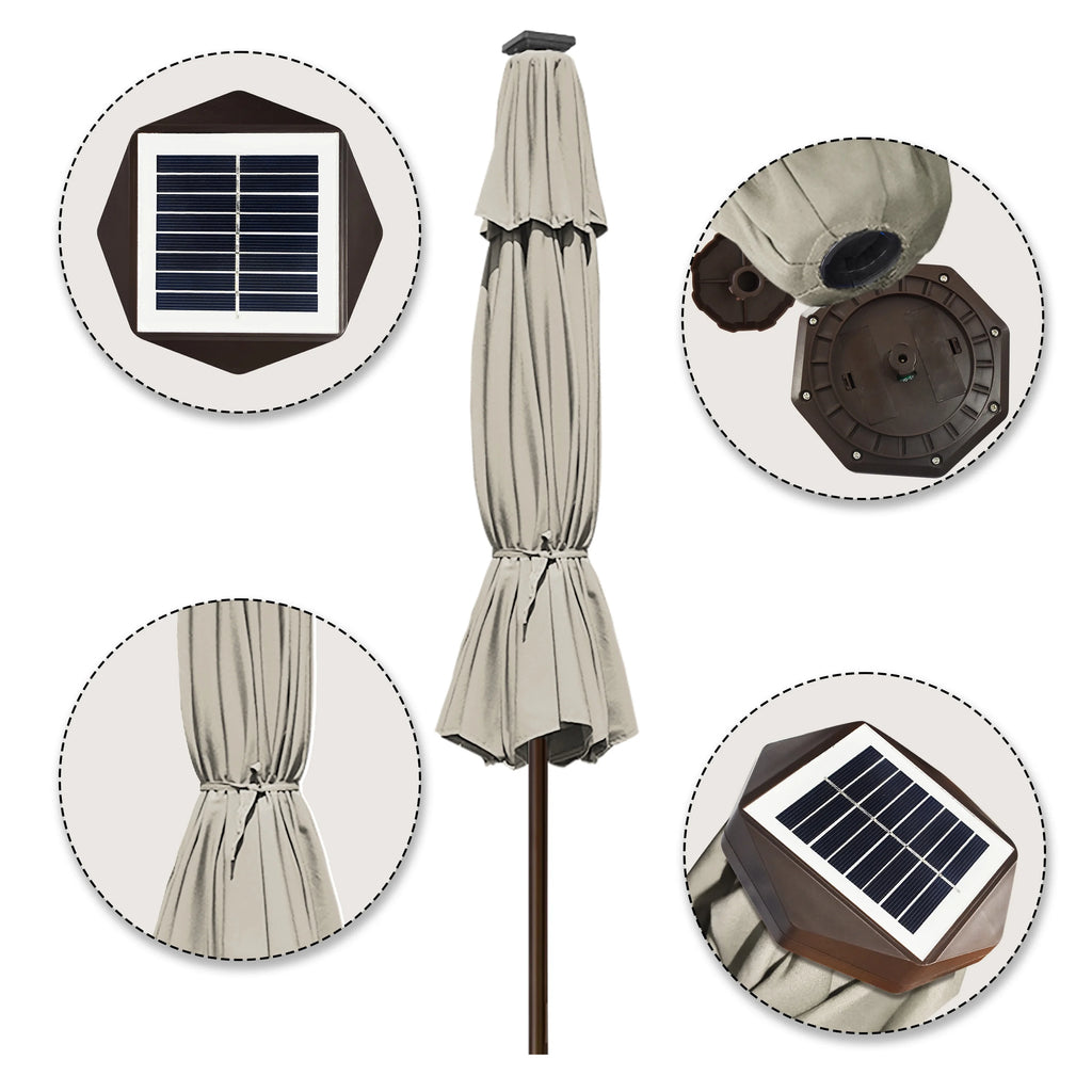 9ft Market Umbrella with 80 LED Lights and Ventilation T77841