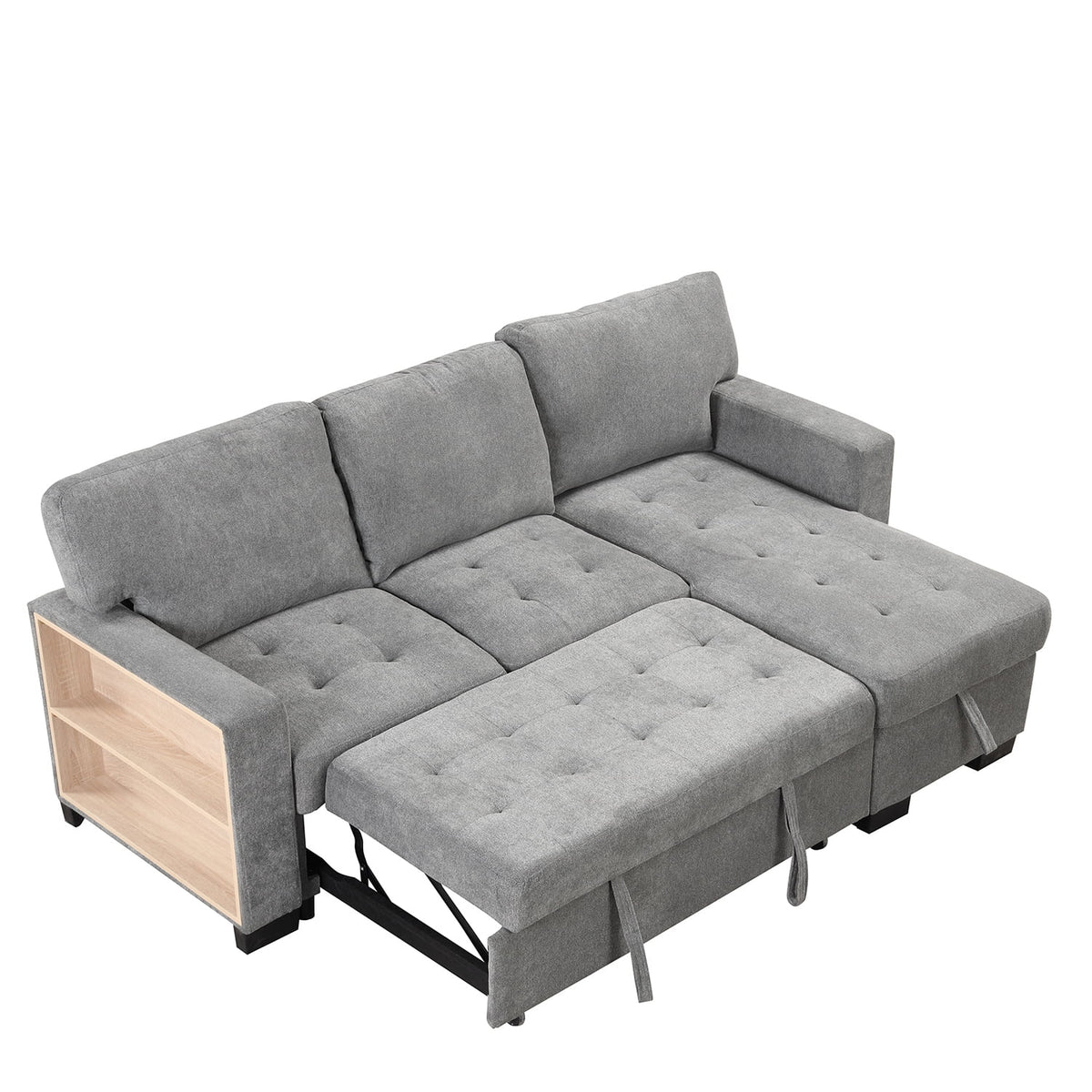 Gray L Shaped Sectional Sofa Bed with Storage A206