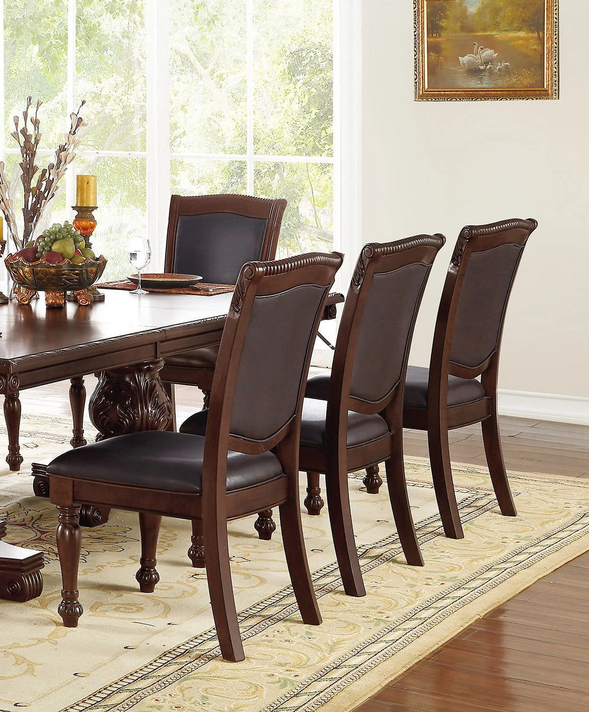 Set of 2 Brown Faux Leather Upholstered Rubberwood Arm Chairs W3356