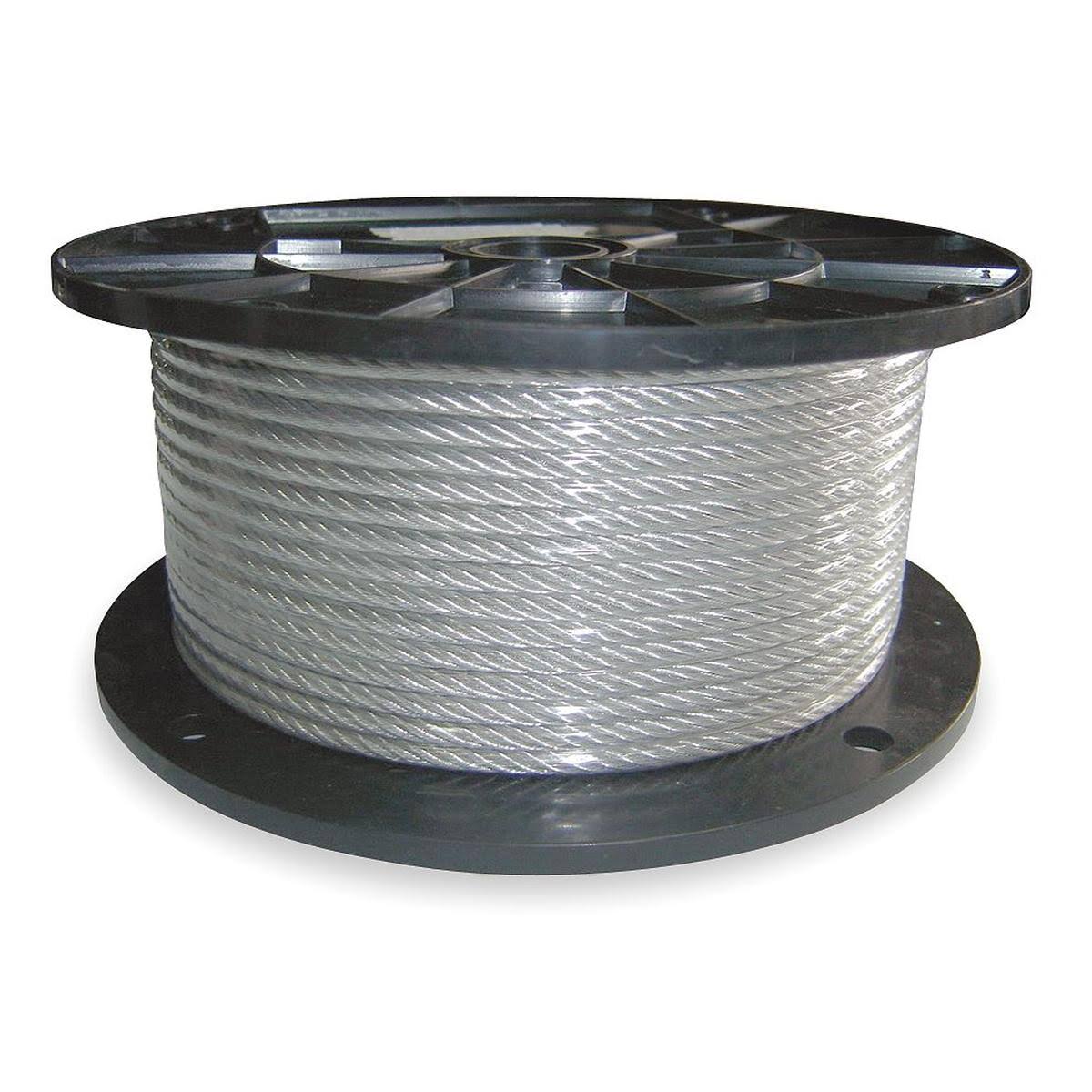 Cable, 3/64 In, L250Ft, WLL54Lb, 7x7, SS R9911