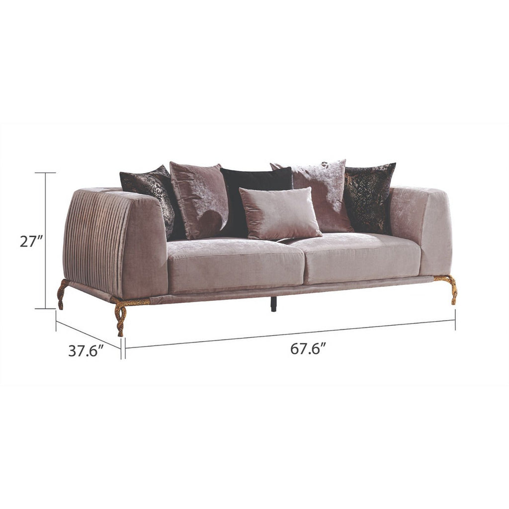 Ivory Velvet 2PC Living Room Set with Wood Z78256