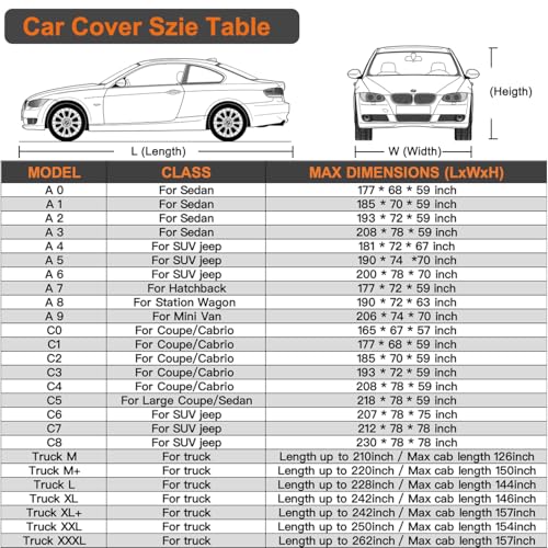6 Layers Car Cover Waterproof All Weather with Zipper Cotton H773