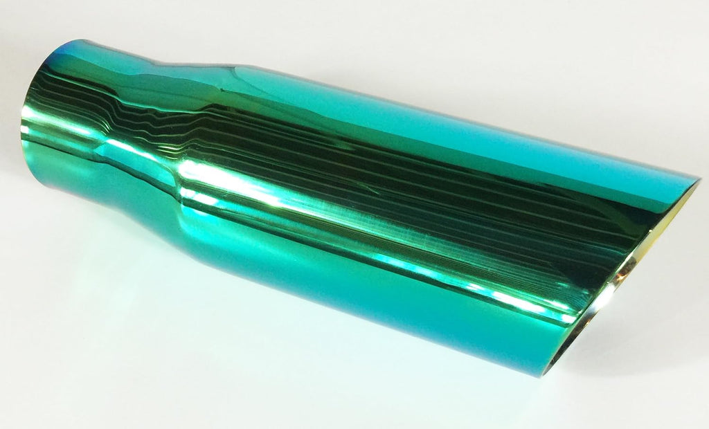 Exhaust Tip 4.00" OD 3.00" ID X 12.00" Long 3.00" Inlet Double Wall Stainless Steel Burned Color Green Pack of 2 Z18594