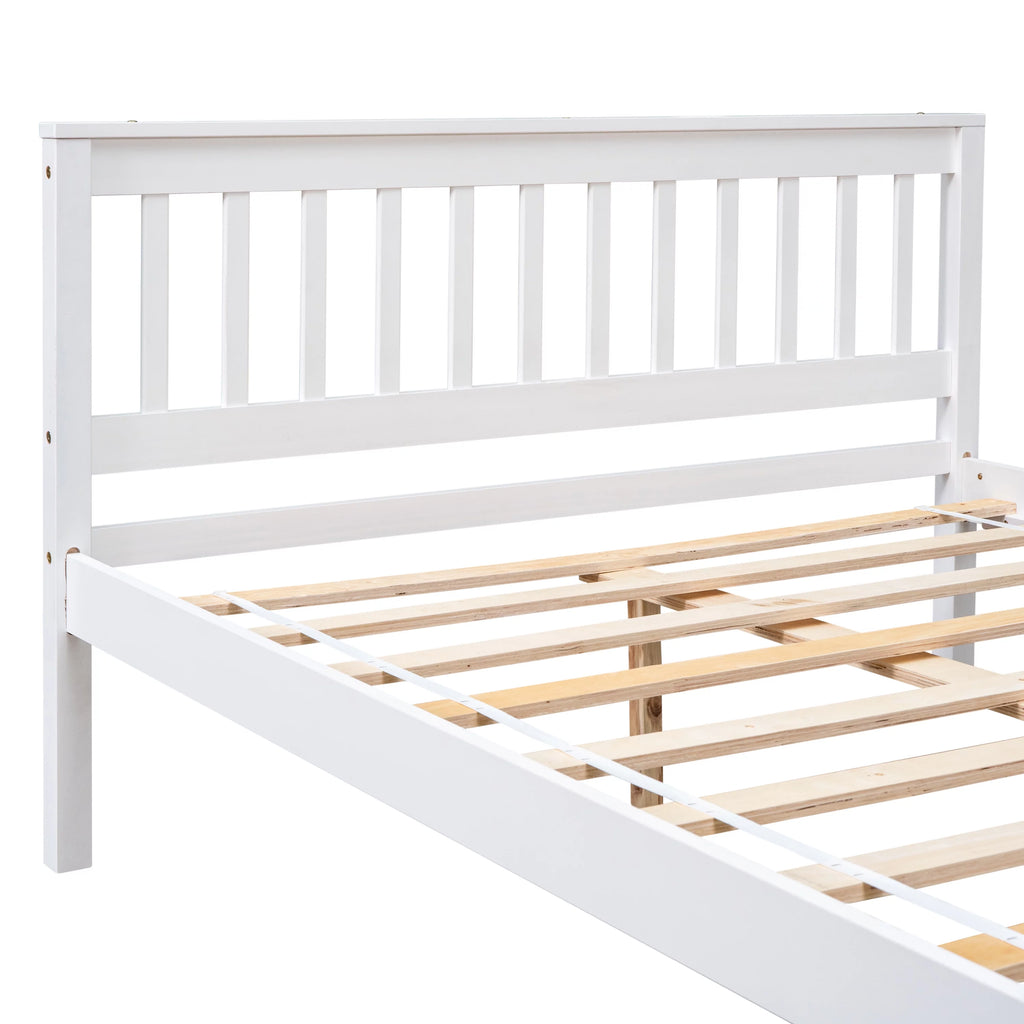 Twin Full Size Pine Wood Platform Bed with Headboard Nightstand and Footboard I7367
