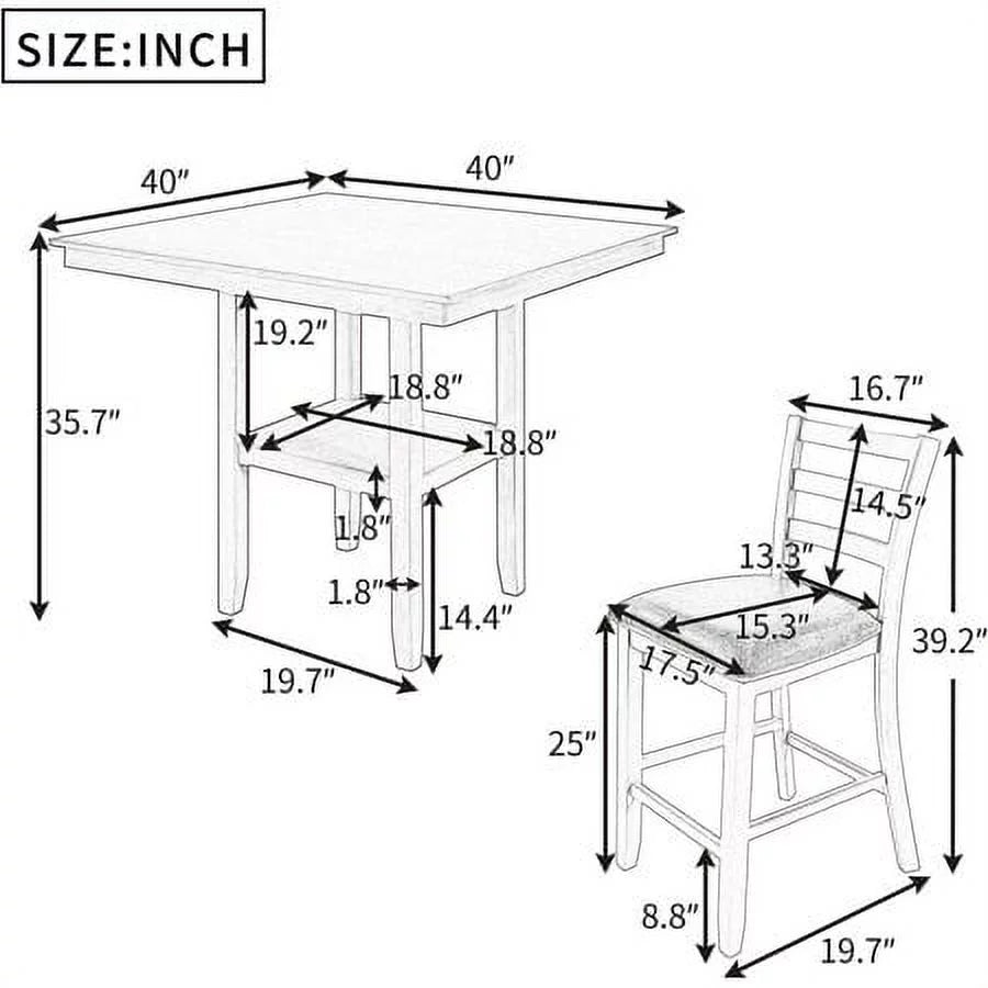5 Piece Wooden Counter Height Dining Set L894680