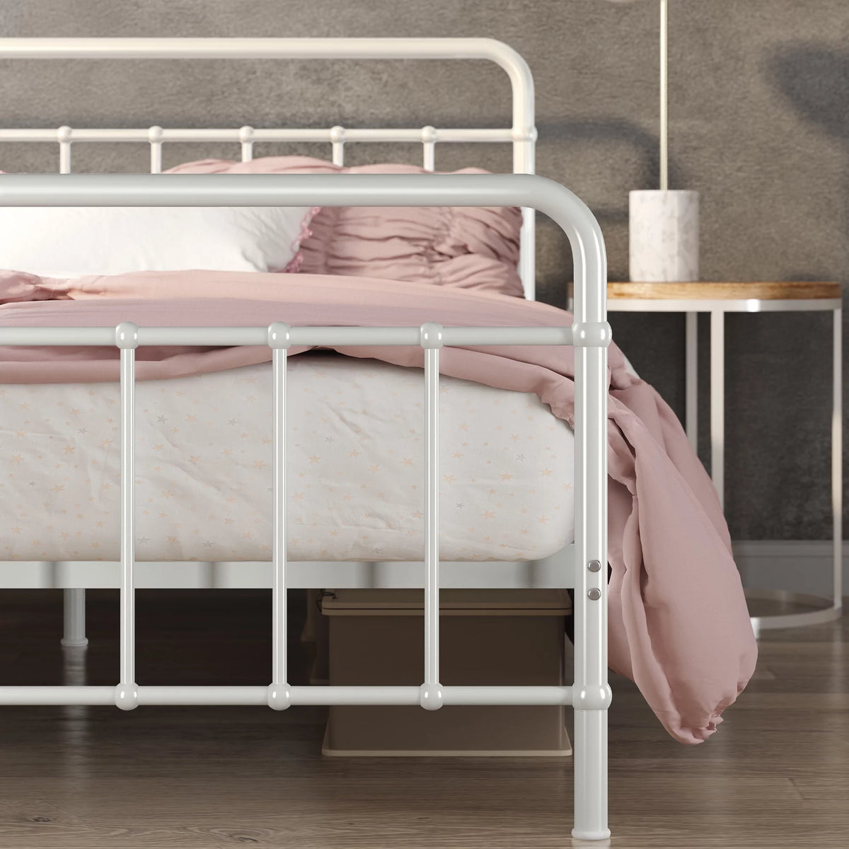 White Full Metal Platform Bed Frame U972151