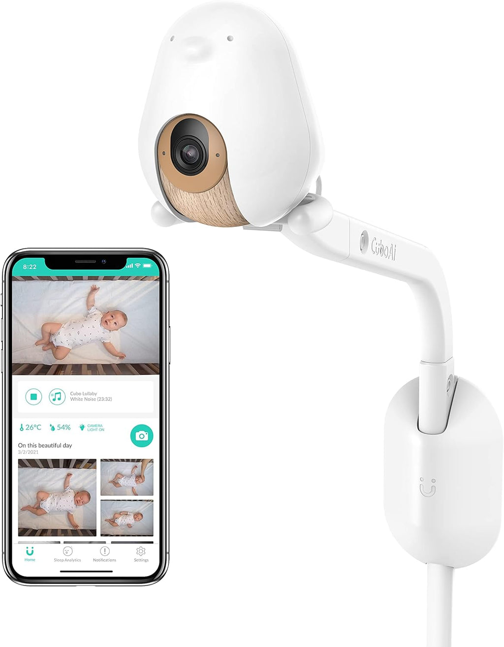 Smart Baby Monitor with Wall Mount, 1080p HD Night Vision Camera, 2-Way Audio U32297