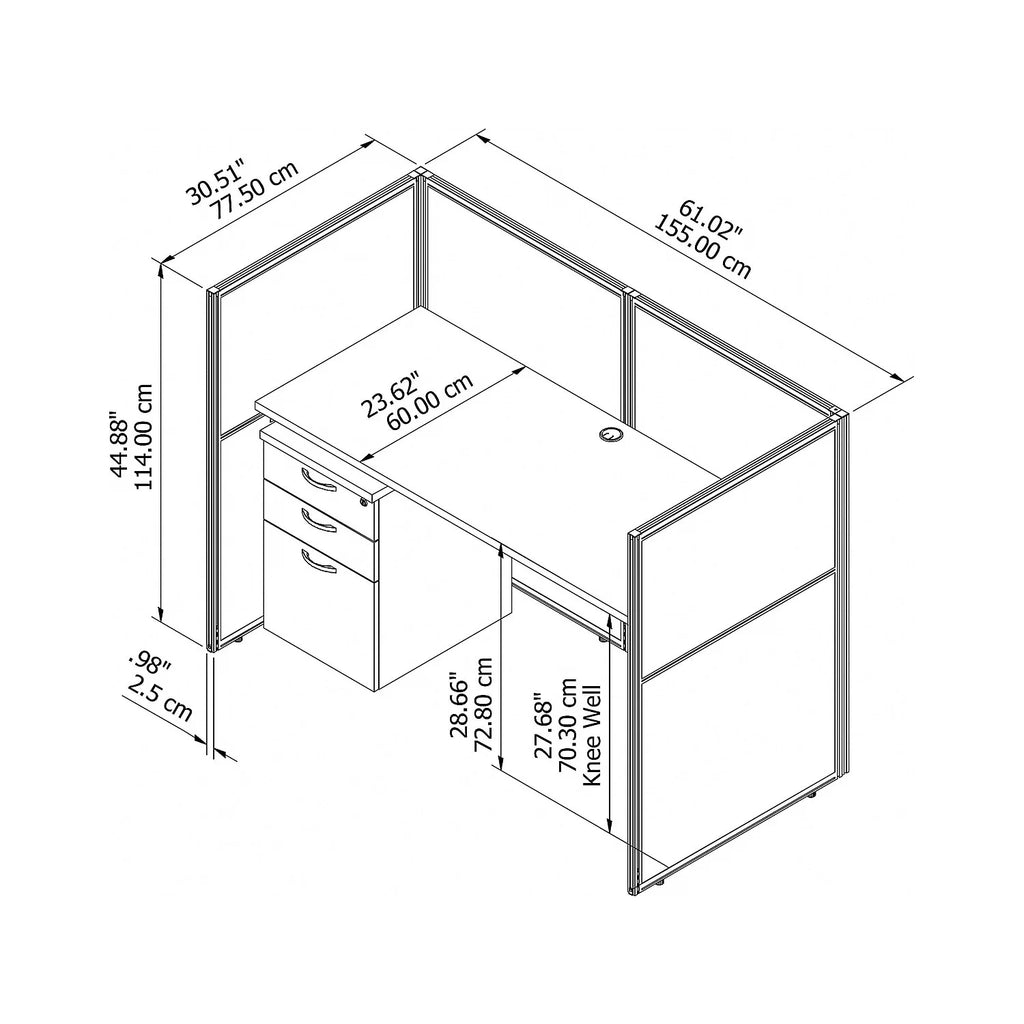 Office Cubicle Desk Set with Closed Panels in White A103744