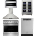 36 Gas Range, Range Hood, Dishwasher, Microwave and Wine Cooler W618