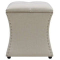 Cream 100% Polyester Square Storage Ottoman F42950