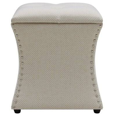 Cream 100% Polyester Square Storage Ottoman F42950