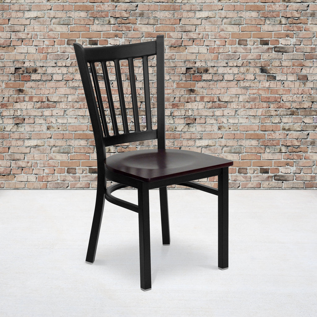 Black Vertical Back Metal Restaurant Chair E430437