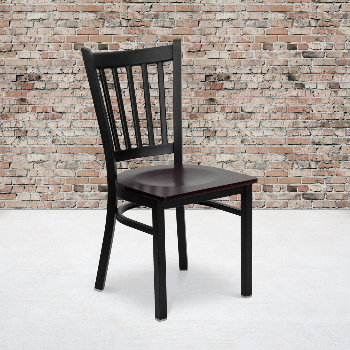 Black Vertical Back Metal Restaurant Chair E430437