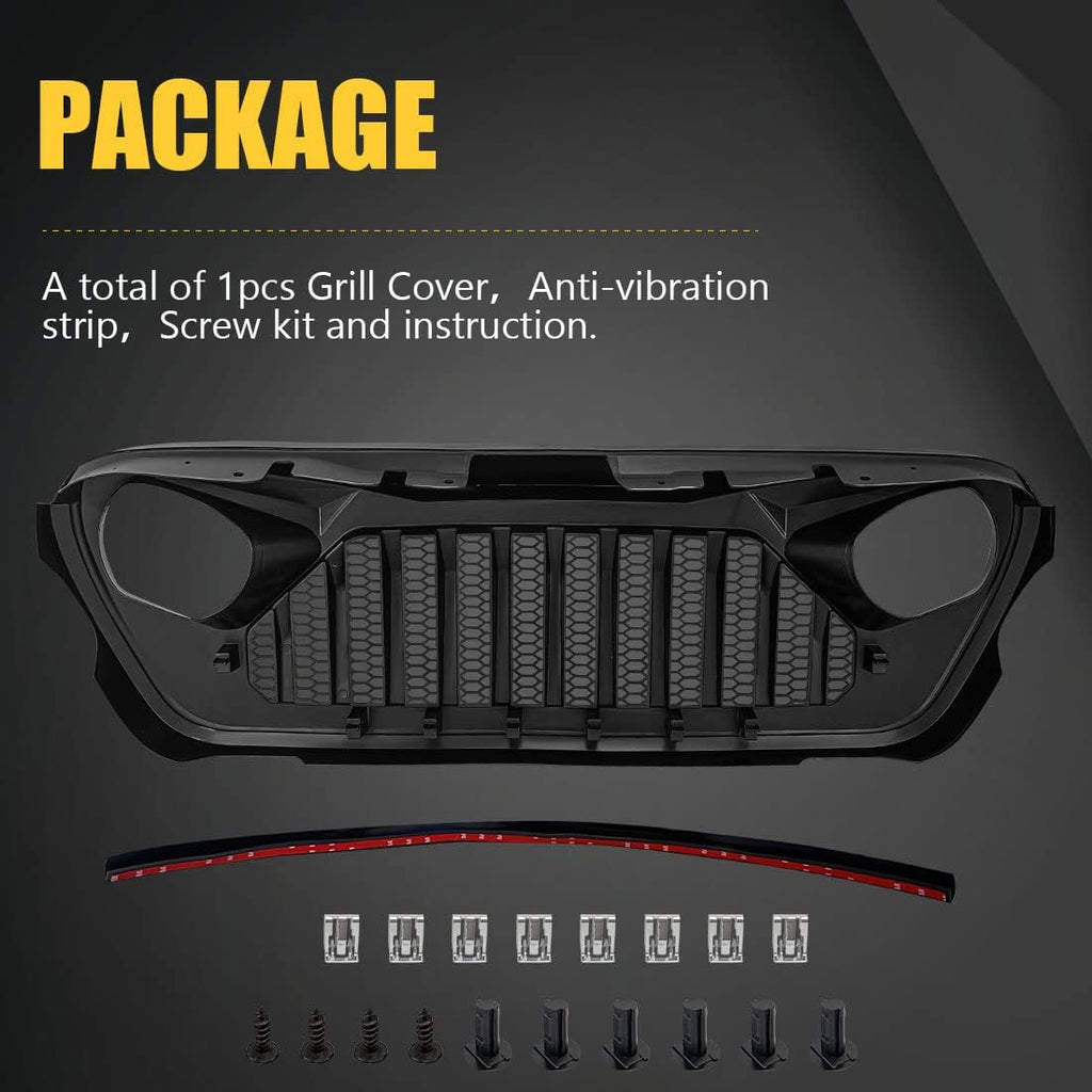 White Black Front Grill Cover with Mesh for Jeep Wrangler Y7777