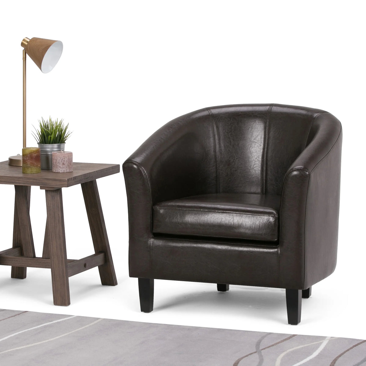 Brown Faux Leather Tub Chair S8399